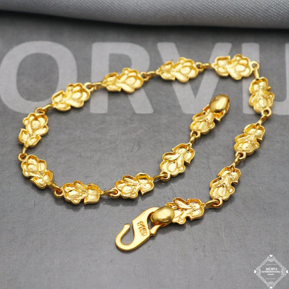 Fabulous 22k Yellow Gold Link Women Bracelet 6.75 inches Indian Handmade Women Jewelry, K5355