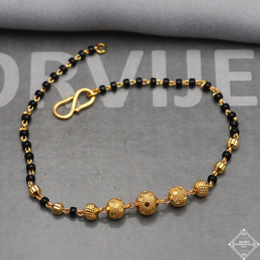 Fabulous Gold Black Beads 22k Gold Women Bracelet 7 inches Indian Handmade Women Jewelry, K5359