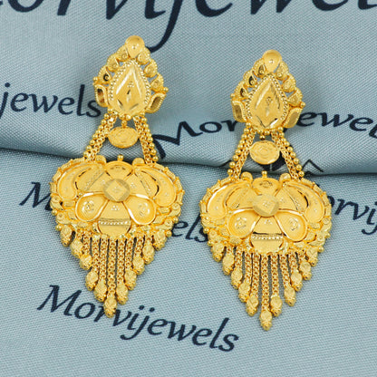 22k Gold Handcrafted Dangle Earrings | Traditional Indian Bridal Jewelry | Ethnic Gold Earrings for Women, K5373