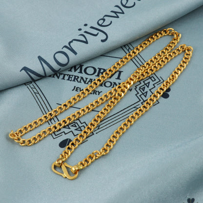 Handmade 22k Yellow Gold Cuban Cable Chain Necklace Jewelry, 22k gold chain, pure gold necklace indian gold chain necklace, K5408