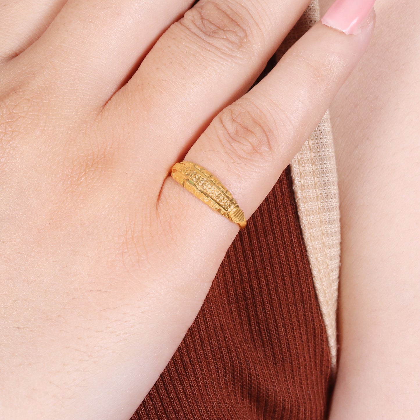 22k Gold Ring Dainty Indian Jewelry Exclusive Authentic BIS Stamped "22k916" Jewelry, MJ0003