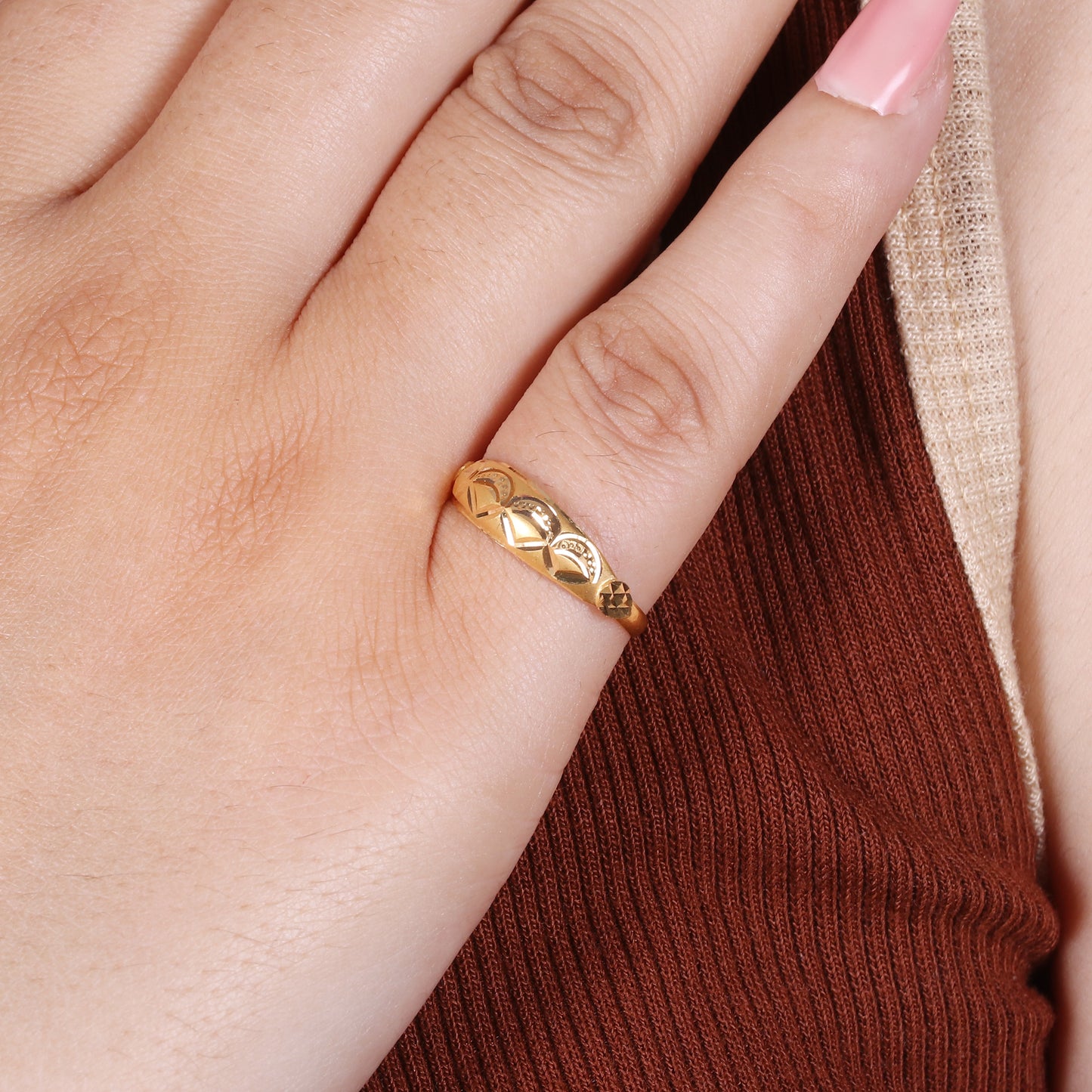 22k Gold Ring Dainty Indian Jewelry Exclusive Authentic BIS Stamped "22k916" Jewelry, MJ0007