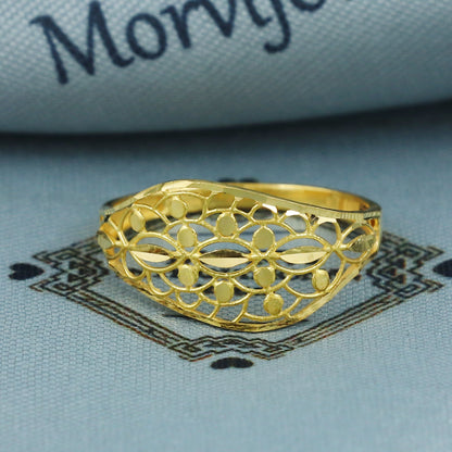 22k Gold Ring filigree Indian Jewelry Size 6.5 us, Authentic BIS Hallmarked Stamped "22k916" Jewelry, MJ0093