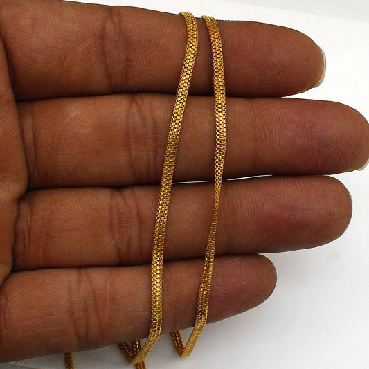 22k Yellow Gold Chain Necklace, box chain, Handmade Indian Gold Jewelry, Pure Gold Necklace Jewelry