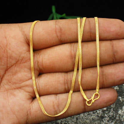 22k Yellow Gold Gold Necklace Chain, Handmade Chain Jewelry, Triple Box Style Chain, 19 inches