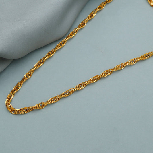 22k Yellow Gold Chain Necklace For men women Anniversary Wedding Gift, Indian Gold Handmade necklace Jewelry