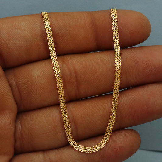 22k Yellow Gold Chain Necklace Gift , Made in India, 22k karat 22kt 22ct Indian Gold Handmade chain necklace Jewelry for gift,