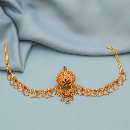 22k Gold Head Jewelry matha Patti Indian style wedding traditional borla jewelry, Wedding Hair Jewelry