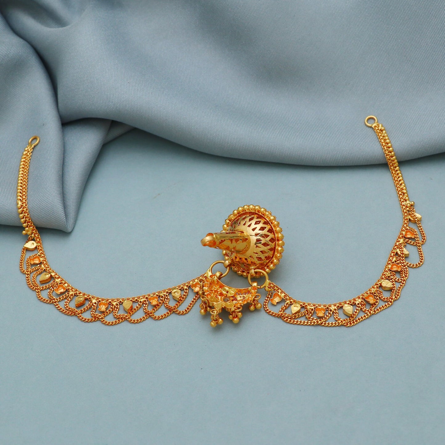 22k Gold Head Jewelry matha Patti Indian style wedding traditional borla jewelry, Wedding Hair Jewelry